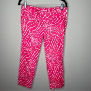 Lilly Pulitzer Hot Pink and White Chino Size 4